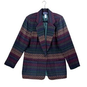 Requirements‎ Blazer Women 10 Multicolor Southwestern Wool Blend Vintage Jacket